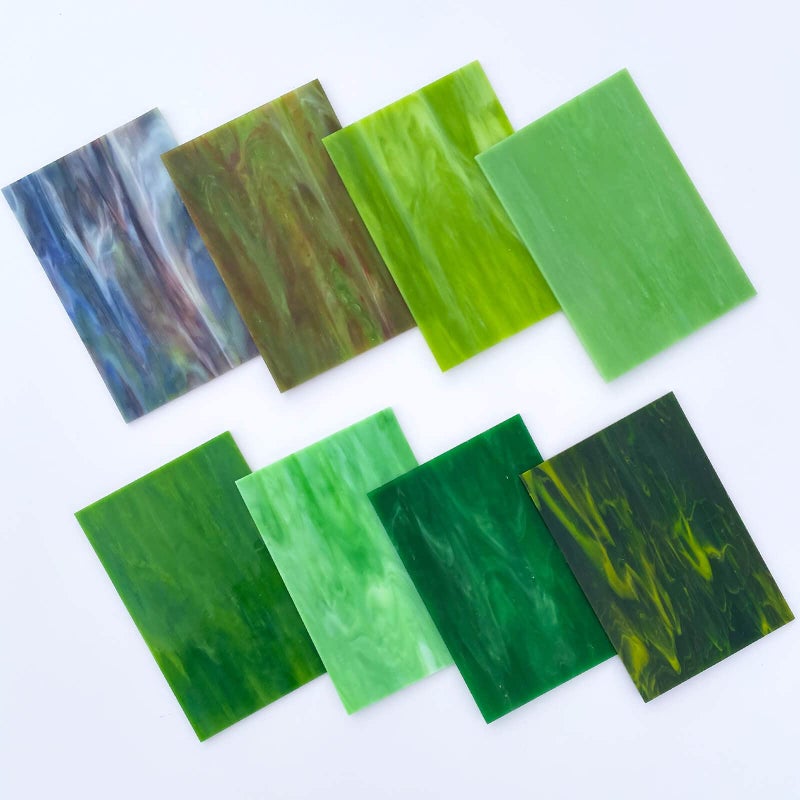 LITMIND 8 Sheets Vibrant Green Stained Glass Sheets Variety Pack, 4 x 6 Inch Cathedral Art Glass, Mosaic Supplies for Crafts and DIY Projects - Image 5
